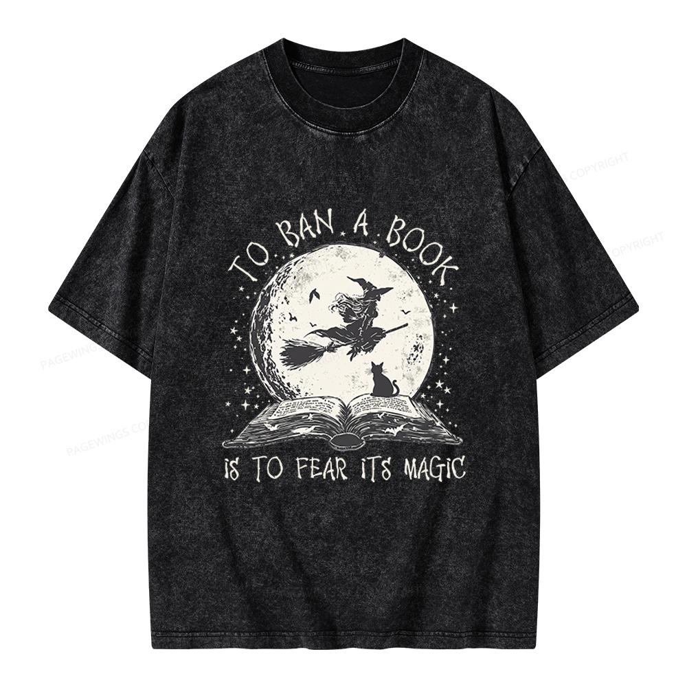 Pagewings Halloween Witch Book Unisex Washed T-shirt