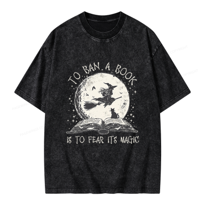 Pagewings Halloween Witch Book Unisex Washed T-shirt