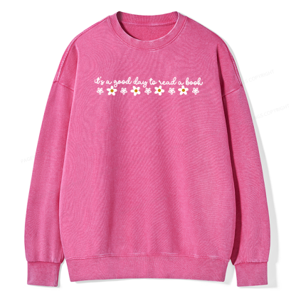 Pagewings Its A Good Day To Read A Book Unisex Washed Sweatshirt