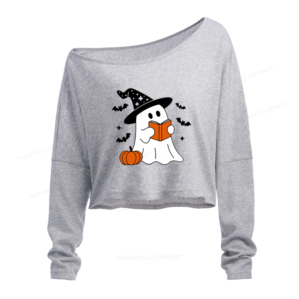 Pagewings All Booked for Fall Slouchy Long Sleeve Off Shoulder T-shirt