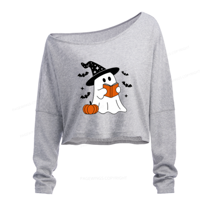 Pagewings All Booked for Fall Slouchy Long Sleeve Off Shoulder T-shirt