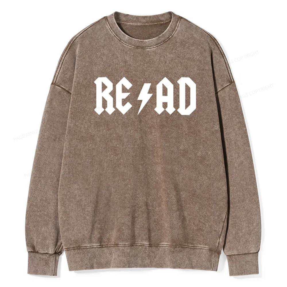 Pagewings Read Back In The Library "rock And Roll" Unisex Washed Sweatshirt