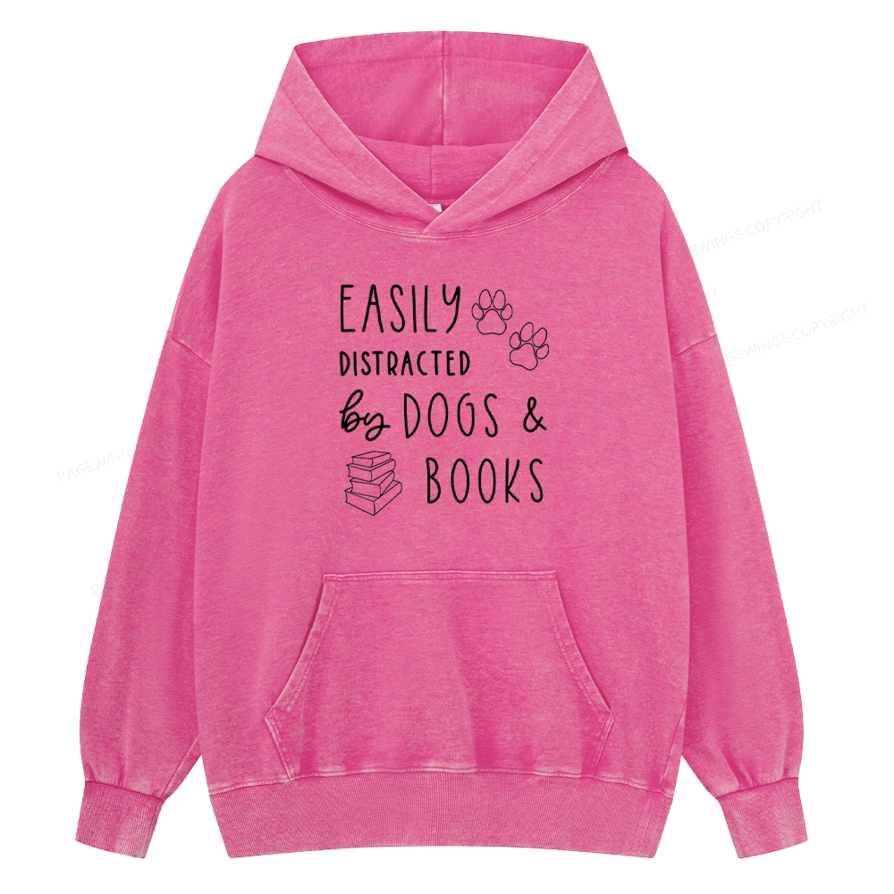 Pagewings Dogs And Books Unisex Washed Hoodie