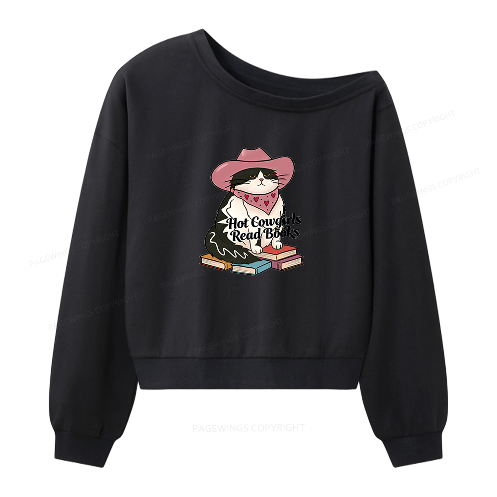 Pagewings Hot Cowgirls Read Books Women Off Shoulder Sweatshirt