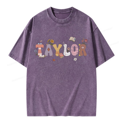 PagewingsPersonalized Gift For Bookish Bookworm Unisex Washed T-shirt