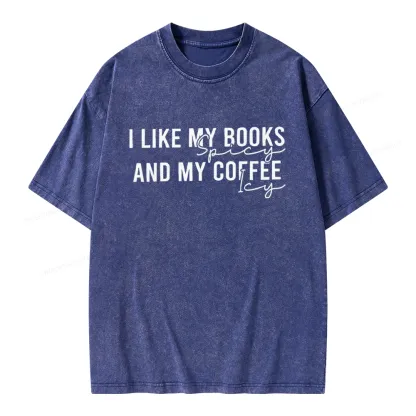 Pagewings I Like My Books And My Coffee Unisex Washed T-shirt