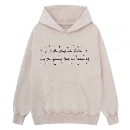Pagewings To the Stars Who Listen Unisex Washed Hoodie