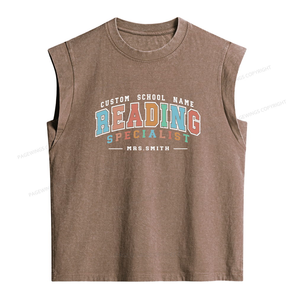 Pagewings Personalized Librarian Teacher Women's Washed Tank Top