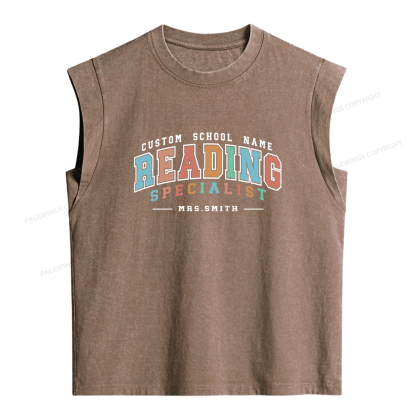 Pagewings Personalized Librarian Teacher Women's Washed Tank Top
