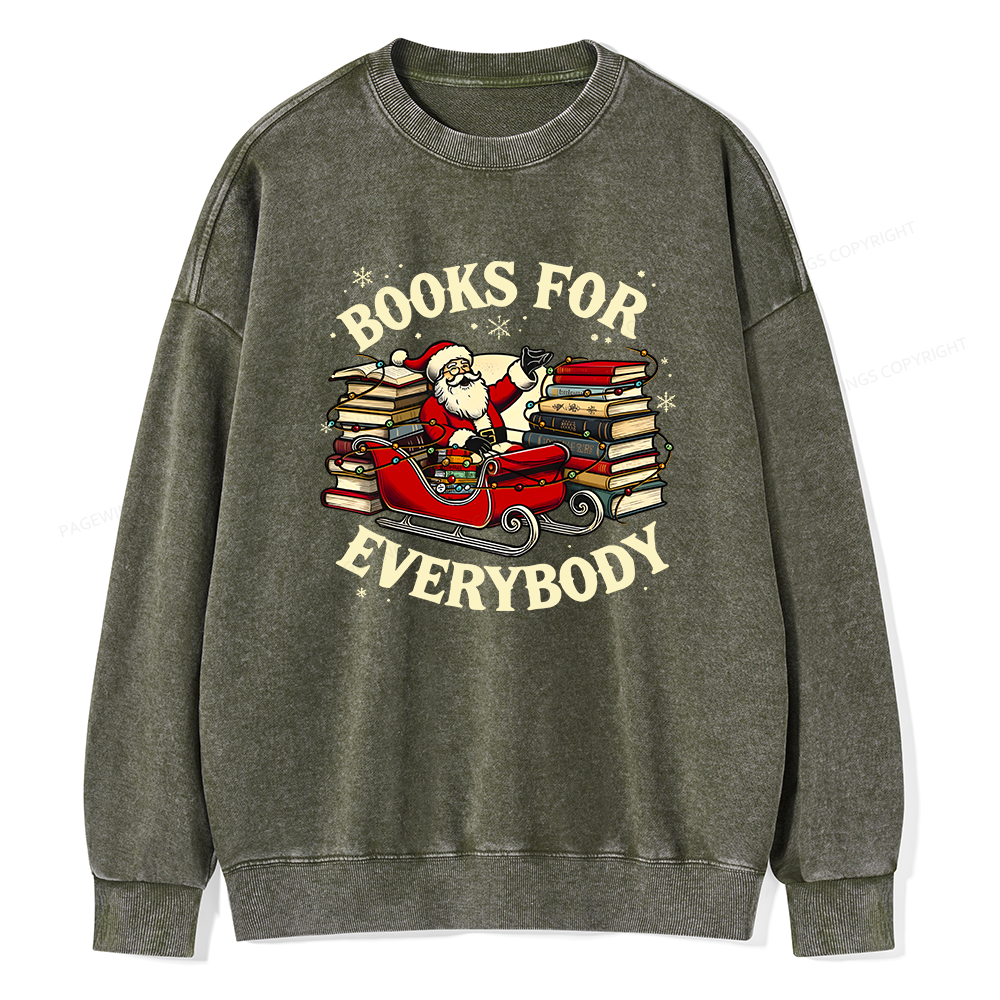 Pagewings Christmas Santa Book Lover Unisex Washed Sweatshirt