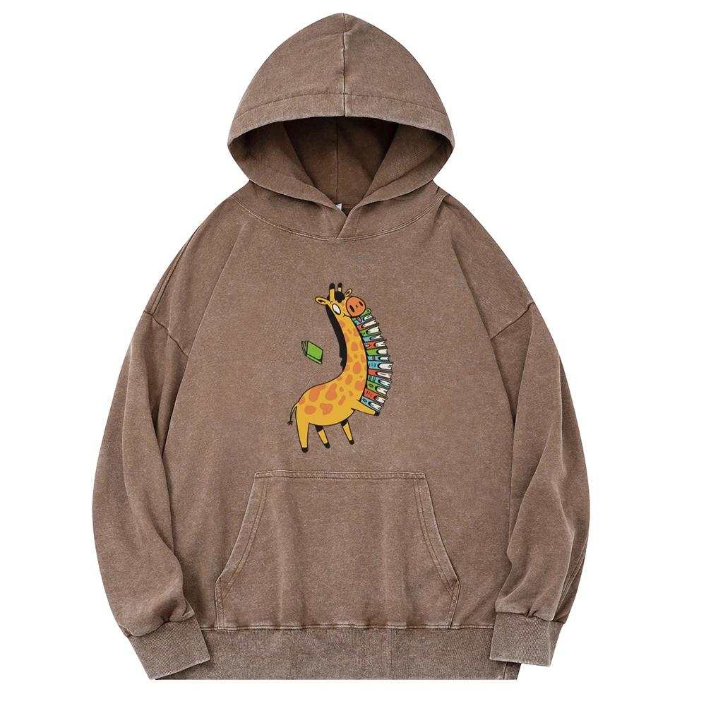 Pagewings Book Giraff Unisex Washed Hoodie