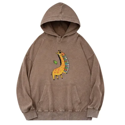 Pagewings Book Giraff Unisex Washed Hoodie