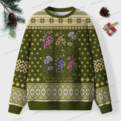 Pagewings The World Will Be Saved Unisex Ugly Knit Sweatshirt