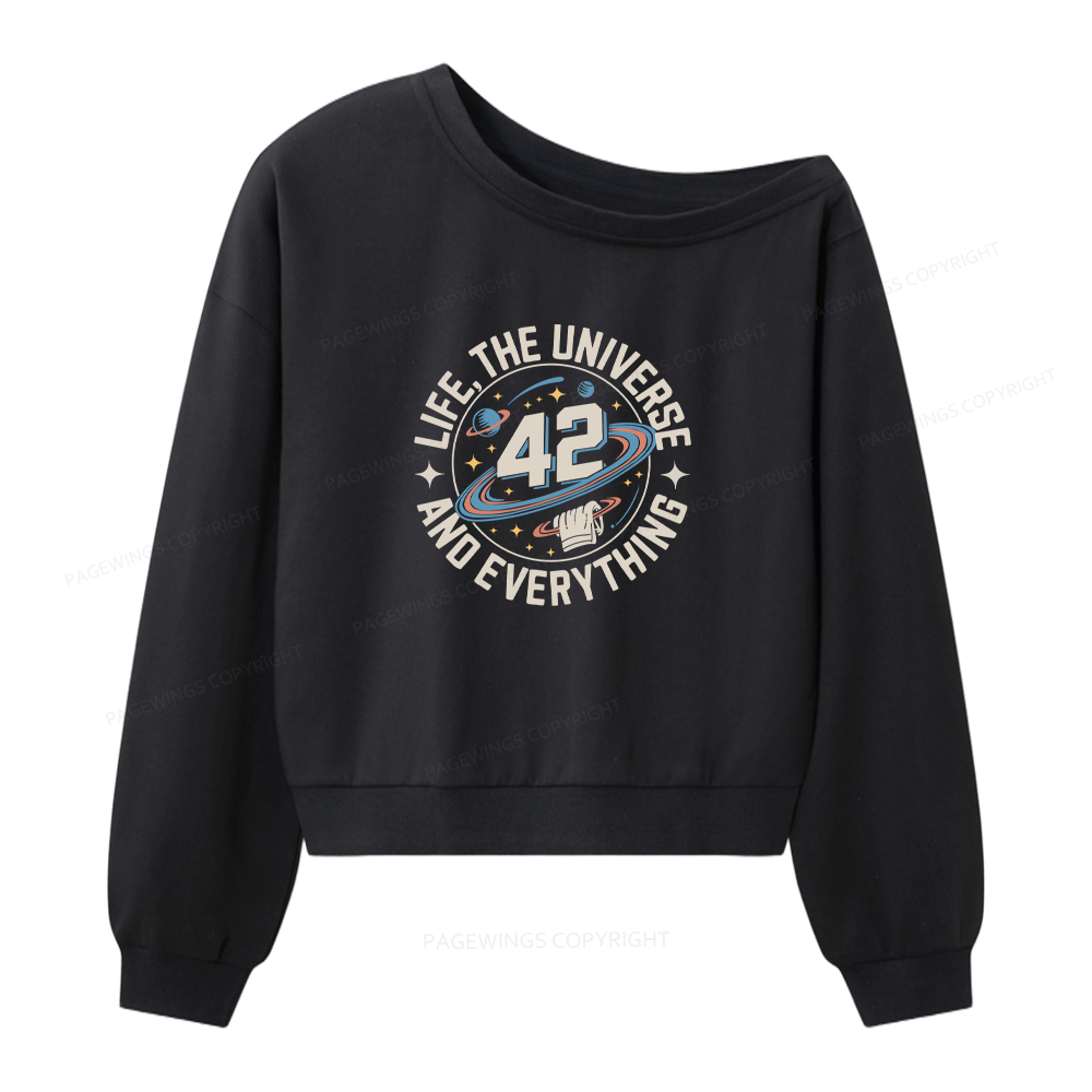 Pagewings Life The Universe And Everything Women Off Shoulder Sweatshirt