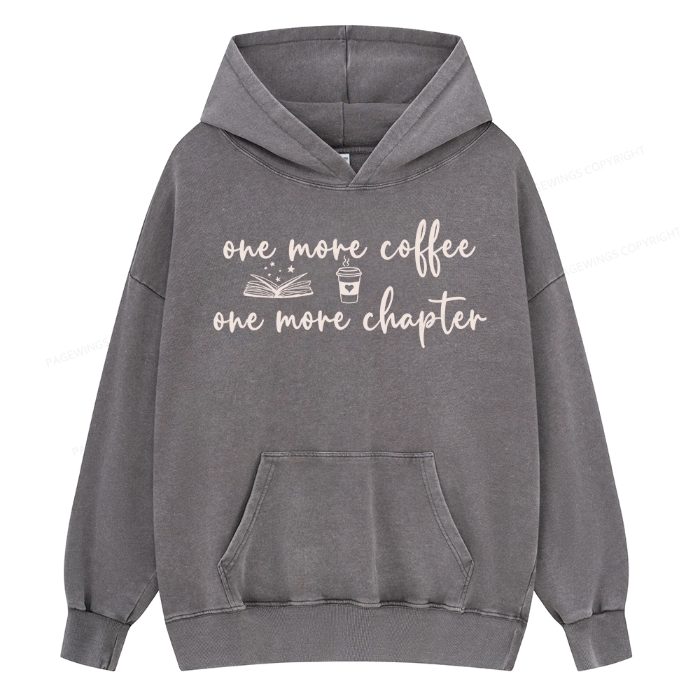 Pagewing Just One More Coffee and Books Unisex Washed Hoodie