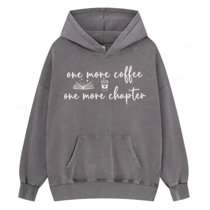 Pagewing Just One More Coffee and Books Unisex Washed Hoodie