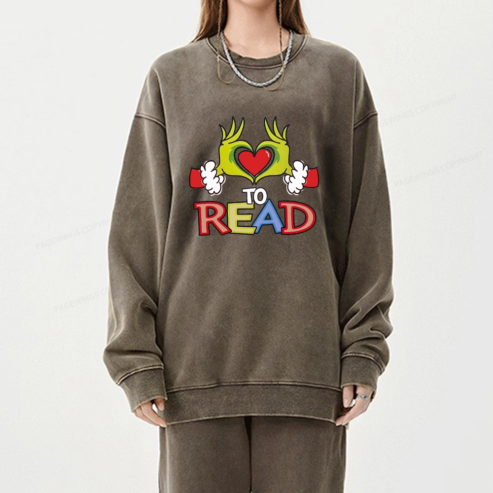 Pagewings Every Month Library Activities Unisex Washed Sweatshirt