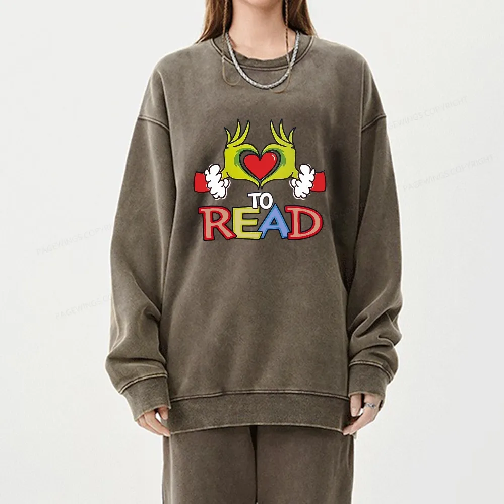 Pagewings Every Month Library Activities Unisex Washed Sweatshirt