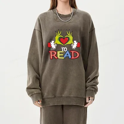 Pagewings Every Month Library Activities Unisex Washed Sweatshirt