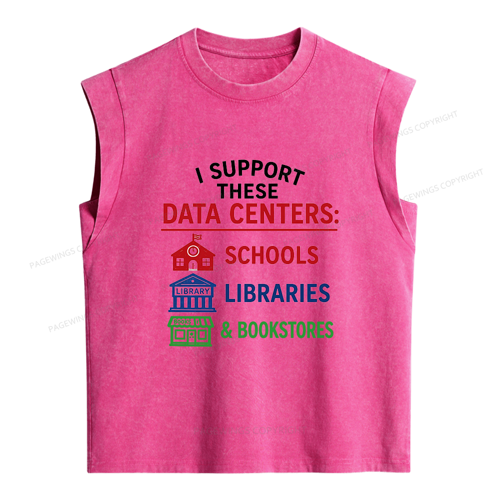 Pagewings I Support These Data Centers Women's Washed Tank Top