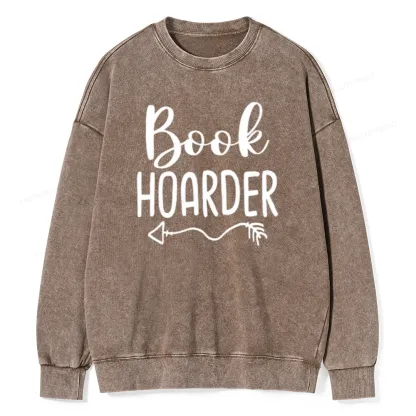 Pagewing Book Hoarder And Bookaholic Unisex Washed Sweatshirt