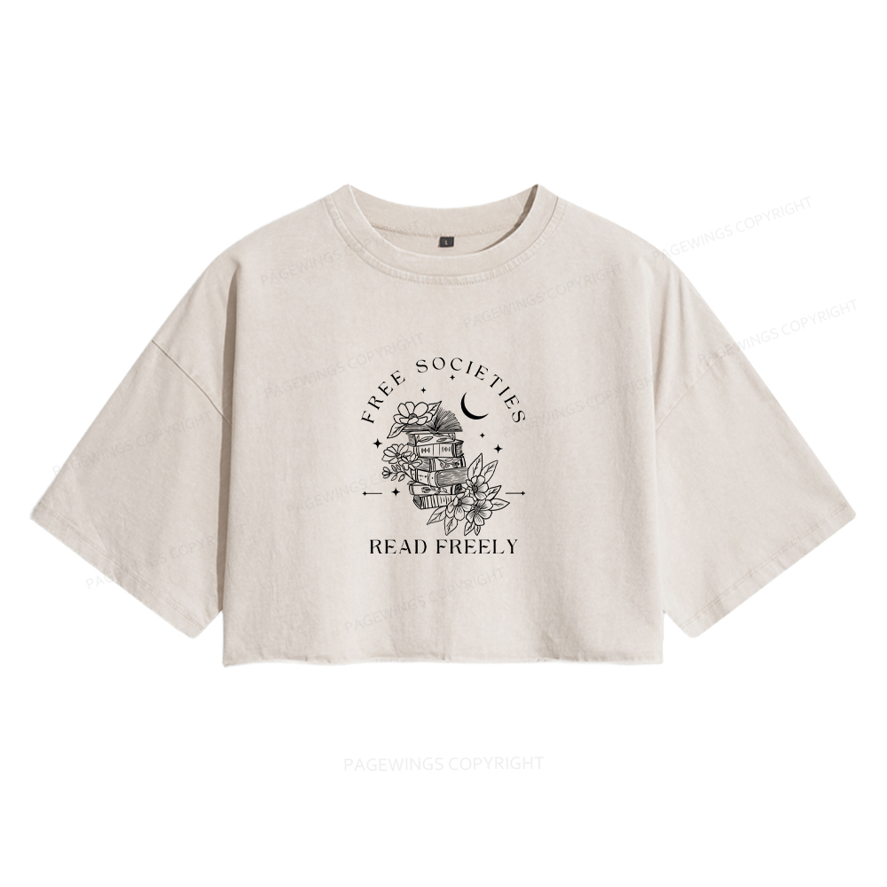 Pagewings Free Societies Read Freely Comfort Colors Shirt Women's Washed Cropped T-shirt