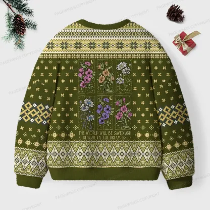 Pagewings The World Will Be Saved Unisex Ugly Knit Sweatshirt