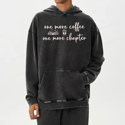 Pagewing Just One More Coffee and Books Unisex Washed Hoodie