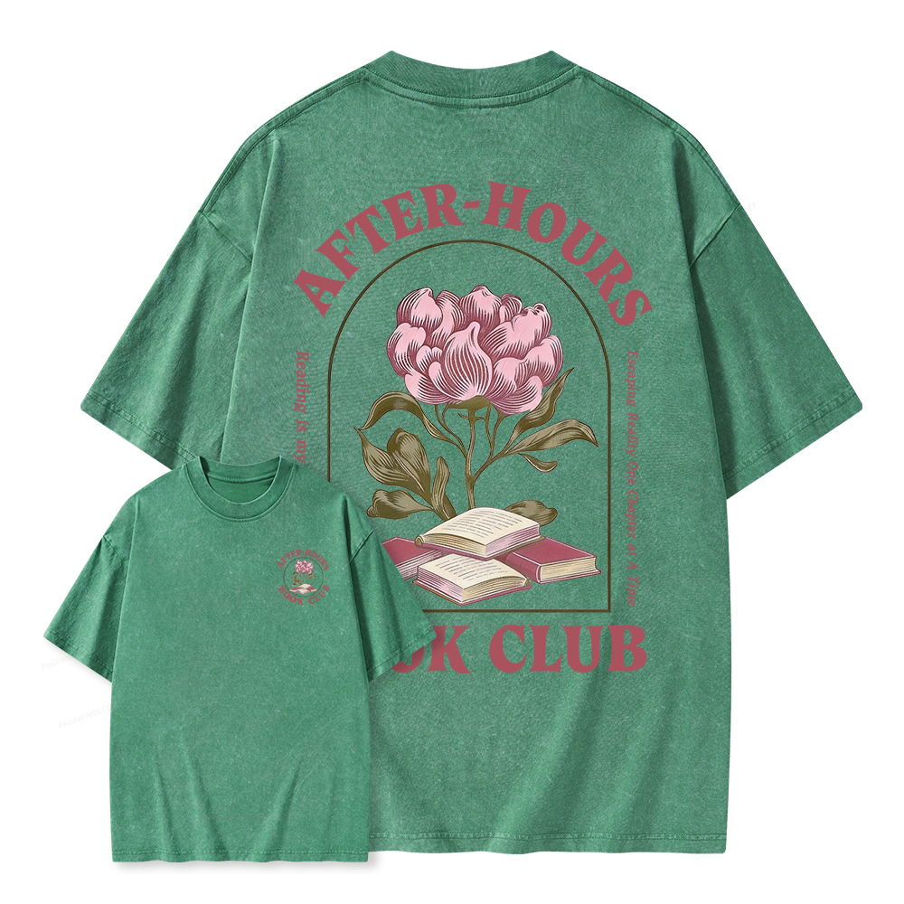 Pagewings After‑Hours Book Club Unisex Washed T-shirt