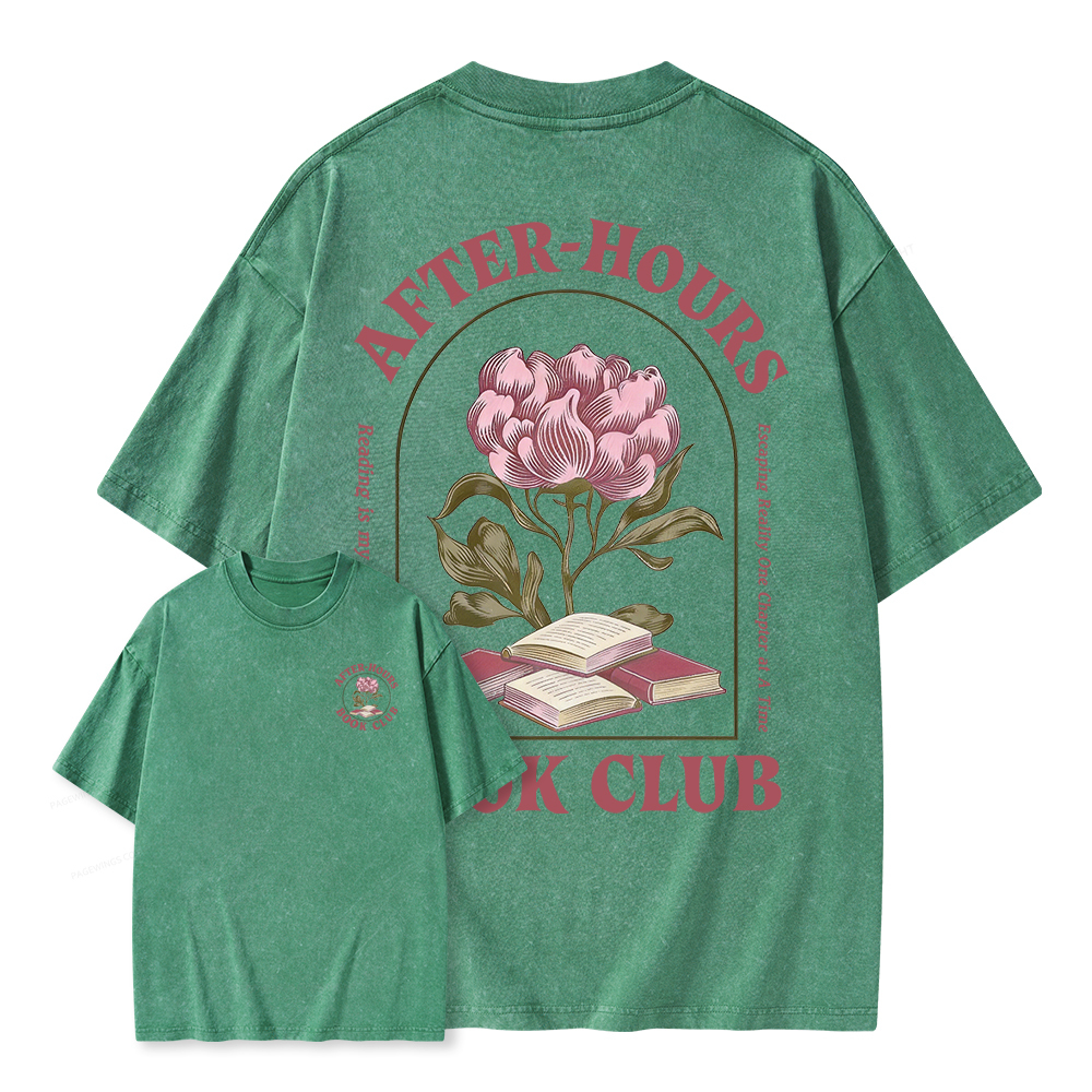 Pagewings After‑Hours Book Club Unisex Washed T-shirt