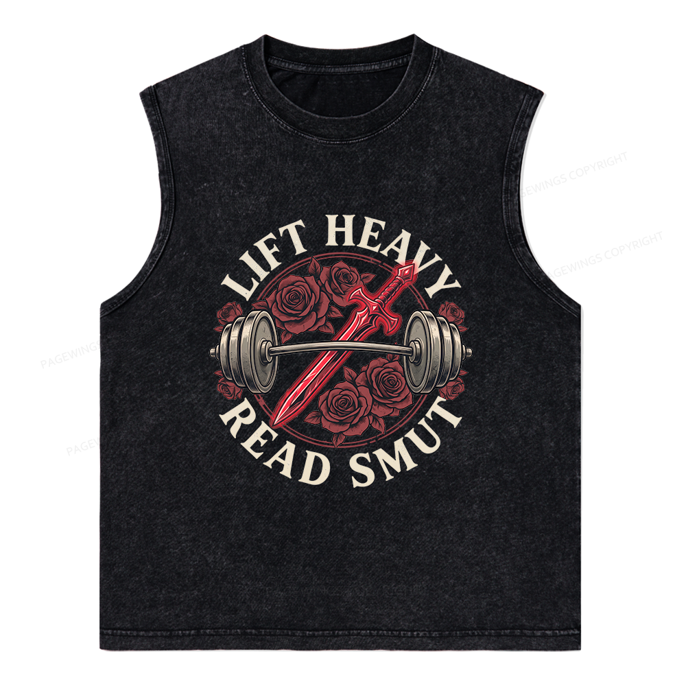 Pagewings Lift Heavy Read Smut Unisex Washed Tank Top