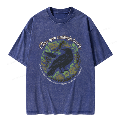 Pagewings Once Upon a Midnight Dreary Unisex Washed T-shirt