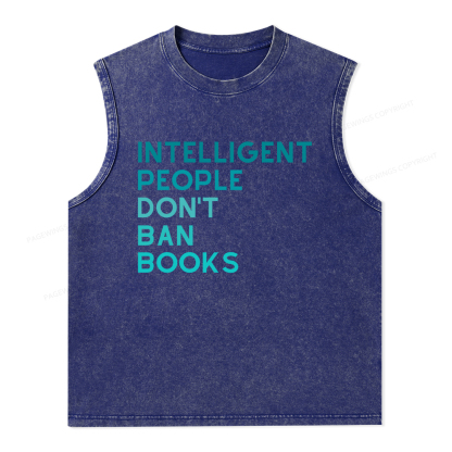 Pagewings Intelligent People Don't Ban Books Unisex Washed Tank Top