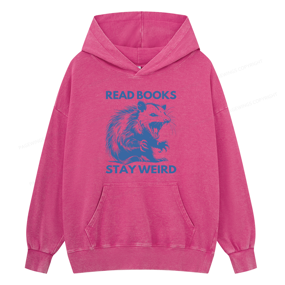 Pagewings Read Books Stay Weird Unisex Washed Hoodie