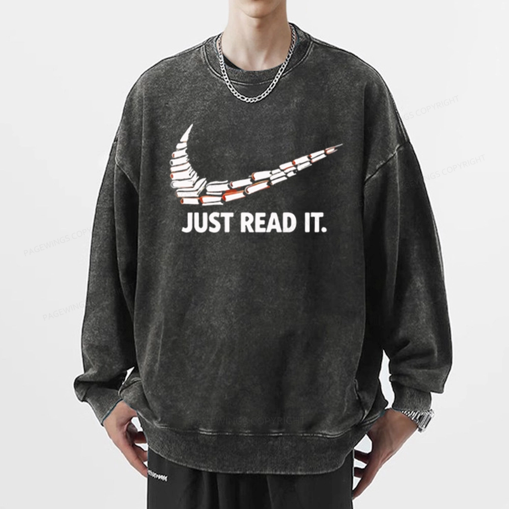 Pagewings Just Read It And Feel Deeply Unisex Washed Sweatshirt