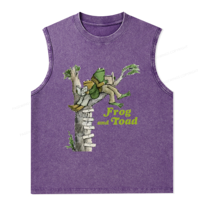 Pagewings Frog and Toad Old Book Unisex Washed Tank Top