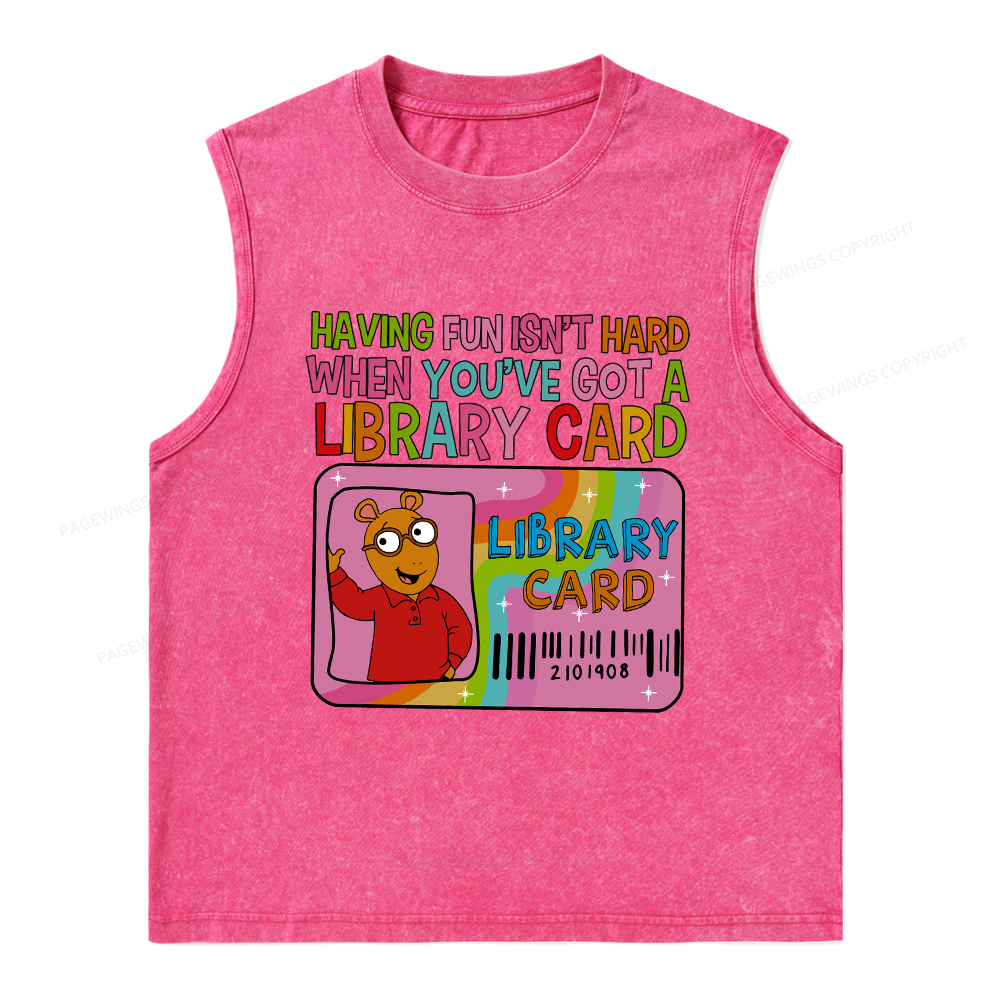 Pagewings  A Library Card Teacher Unisex Washed Tank Top