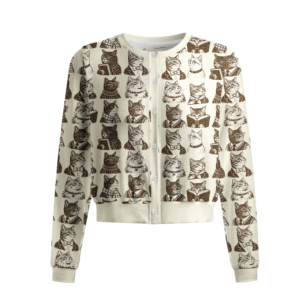 Pagewings Book Lover Crew Neck Cardigan Sweaters