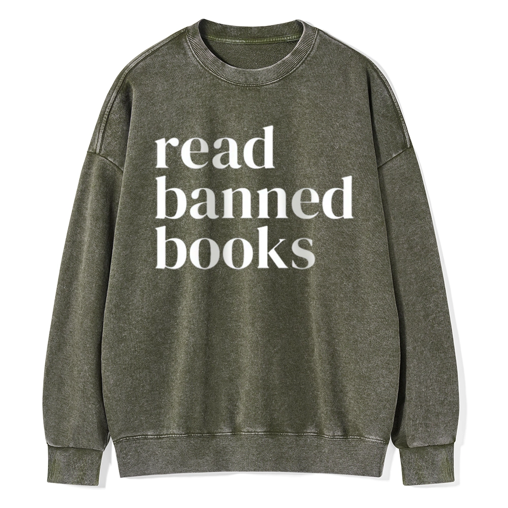 Pagewings Read Banned Books Unisex Washed Sweatshirt