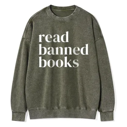 Pagewings Read Banned Books Unisex Washed Sweatshirt