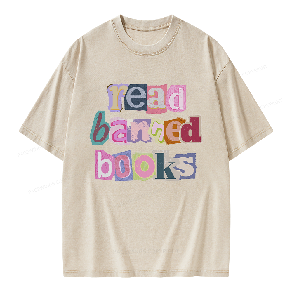 Pagewings Read Banned Books Unisex Washed T-shirt