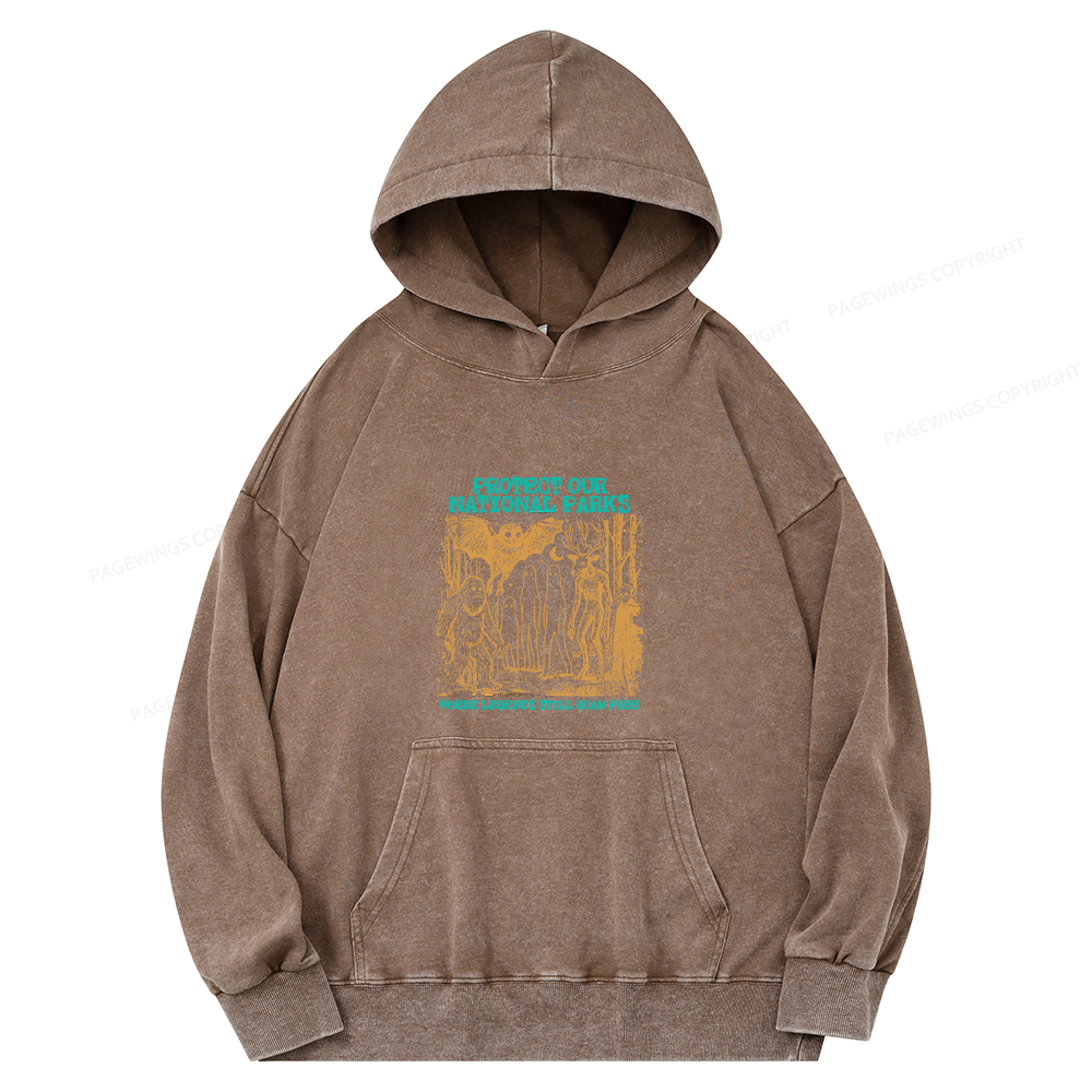 Pagewings Protect Our Parks Vintage Camping Unisex Washed Hoodie