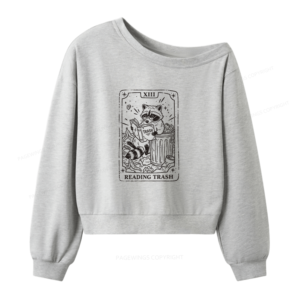 Pagewings Reading Trash Women Off Shoulder Sweatshirt