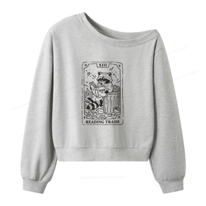 Pagewings Reading Trash Women Off Shoulder Sweatshirt