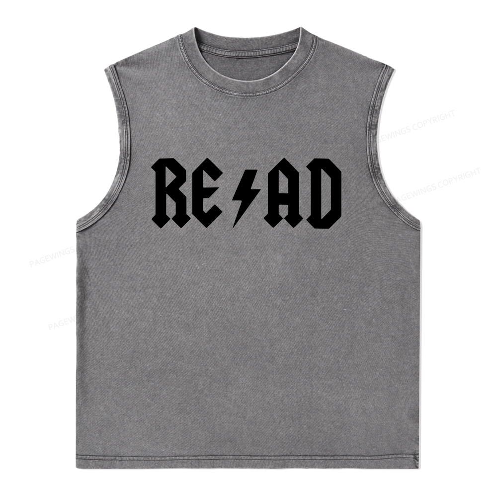 Pagewings Read Back In The Library "rock And Roll" Unisex Washed Tank Top