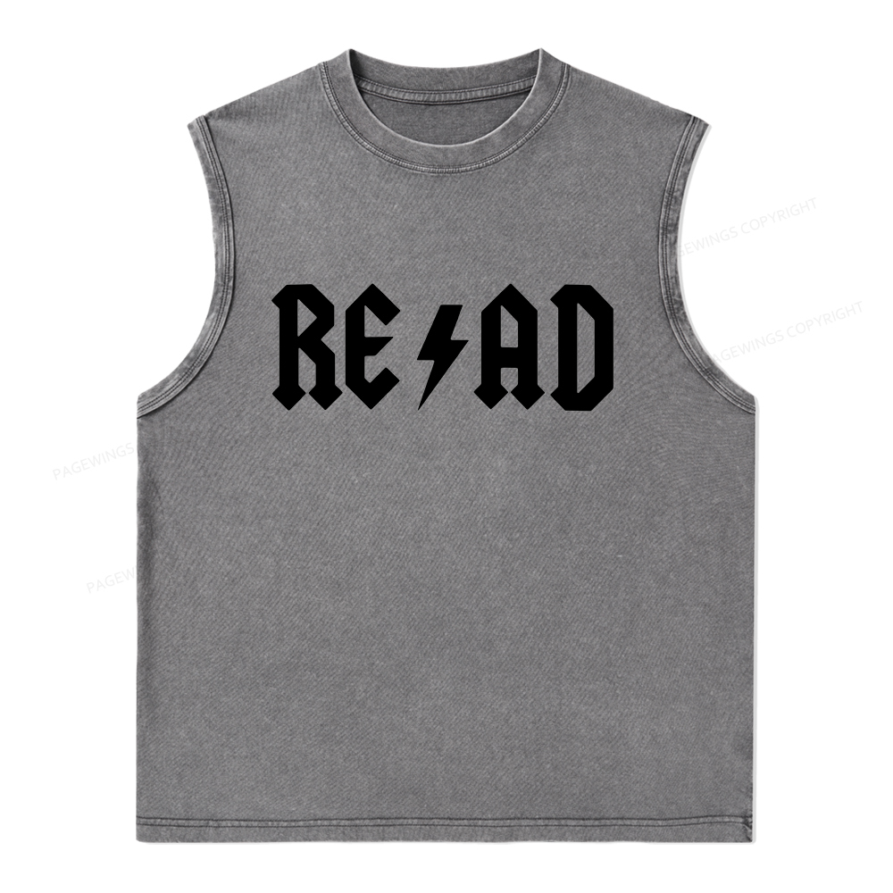 Pagewings Read Back In The Library "rock And Roll" Unisex Washed Tank Top