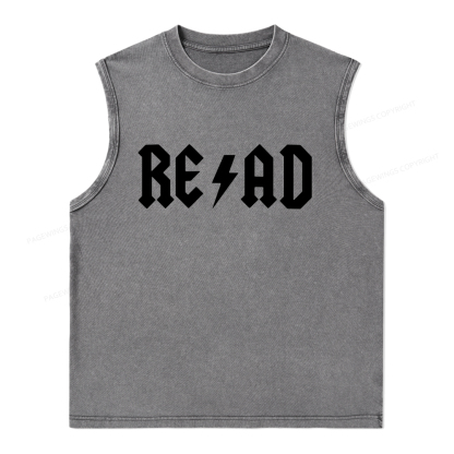 Pagewings Read Back In The Library "rock And Roll" Unisex Washed Tank Top
