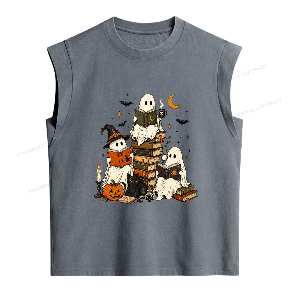 Pagewings Halloween Book Club Women's Washed Tank Top