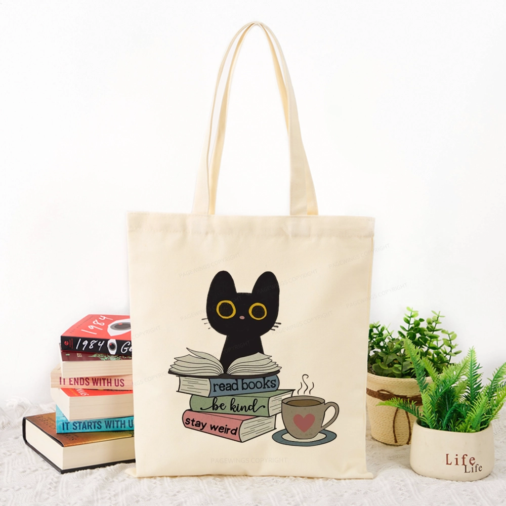 Pagewings Read Books Be Kind Stay Weird Tote Bag
