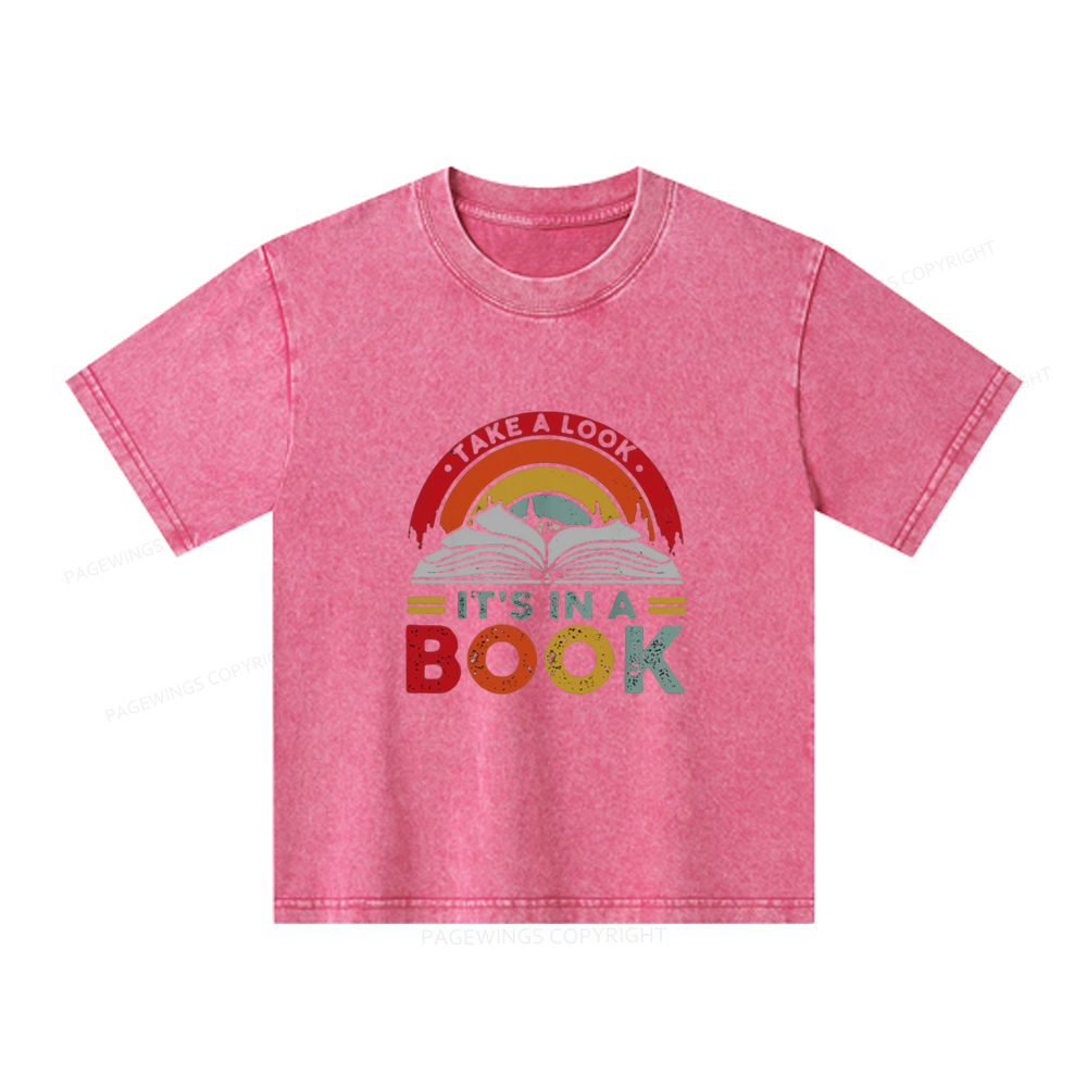 Pagewings  Take A Look It's In A Book Unisex Kids Washed T-shirt